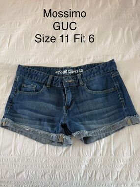 Mossimo Supply Co. Dark Blue Denim Frayed Hem Women's Shorts